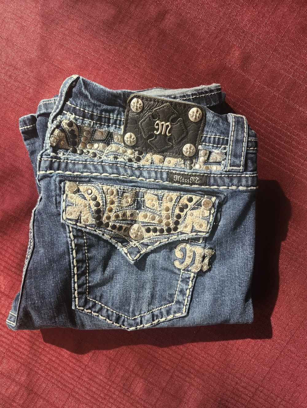 Miss Me Sz 33 Women's Embellished Low Rise Bootcut Jeans